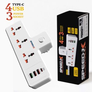 Speed-X 303PUC Premium Portable Power Strip – 3 Sockets, 3 USB Ports & 1 Type-C Port Speed-X 303PUC Premium Portable Power Strip – 3 Sockets, 3 USB Ports & 1 Type-C Port