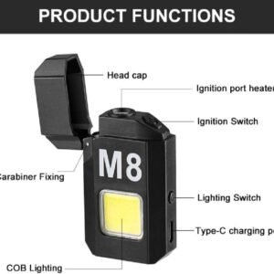 dh-001-cob-led-flashlight-with-lighters-dual-arc-pulse-flameless-lighter-type-c-rechargeable-lighter-work-light-mini-light-mens-gift-dual-arc-pulse-flameless-lighter-2-1-flyingcrt.pk