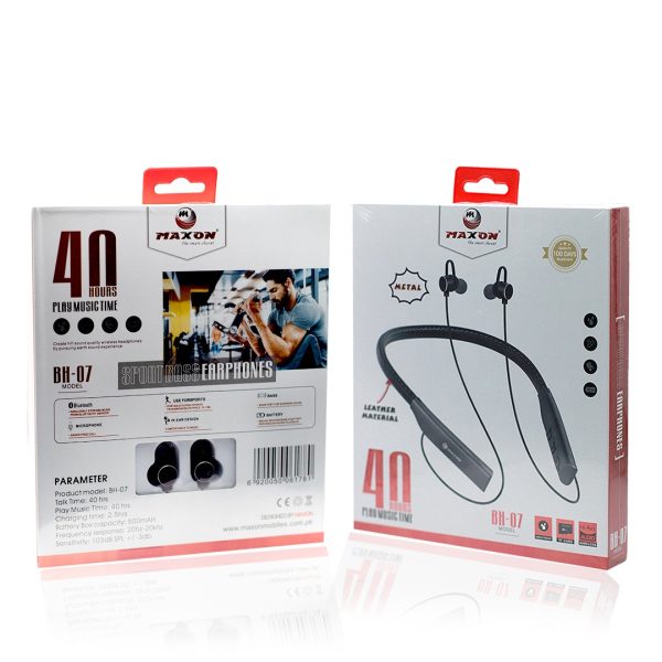 Maxon BH-07 Wireless Neckband – 40 Hours Playtime | 500mAh Battery | Superior Audio for All-Day Listening