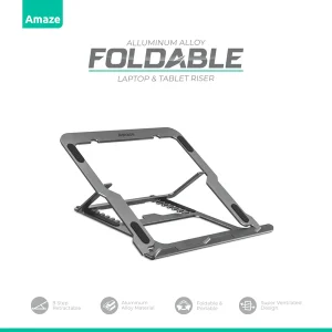 Amaze A535 Aluminum Alloy Foldable Laptop And Tablet Riser – Grey – BIS