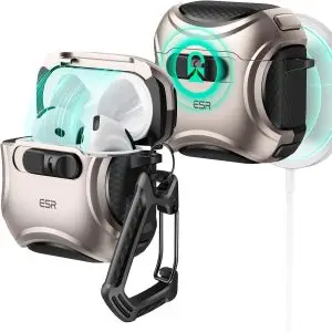 AirPods Pro 3 ESR Cyber FlickLock Magnetic Case – Titanium