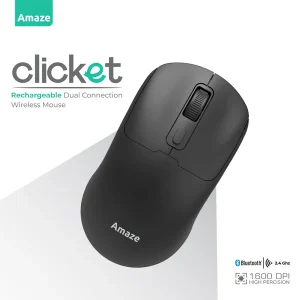 Amaze A712 Clicket Dual Wireless Rechargeable Mouse – Black – BIS