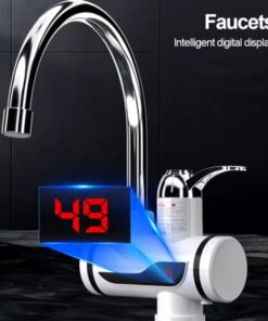 Instant Electric Water Heater Tap – 360° Hot and Cold Faucet – Shockproof and Digital Display