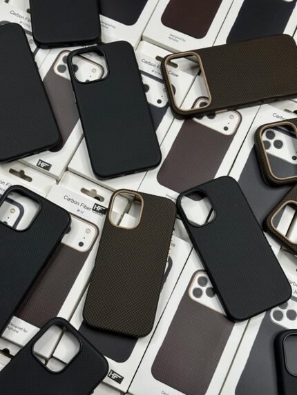 Leather MagSafe With Carbon Fiber Look Back Case For all iPhone Apple Models Best Price in Pakistan